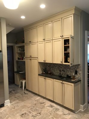 Before & After Cabinets Painted in Edgewood, PA. From off-white to a beautiful white & gray! (3)