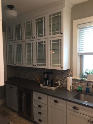 Before & After Cabinets Painted in Edgewood, PA. From off-white to a beautiful white & gray! (6)