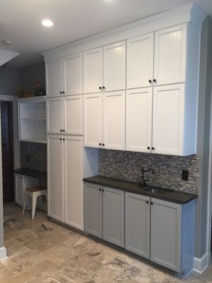 Before & After Cabinets Painted in Edgewood, PA. From off-white to a beautiful white & gray! (4)
